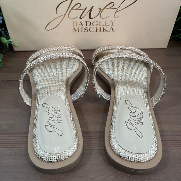 Jewel Badgley Mischka Helena Flat Evening Sandals Size 5 - Picture 5 of 8